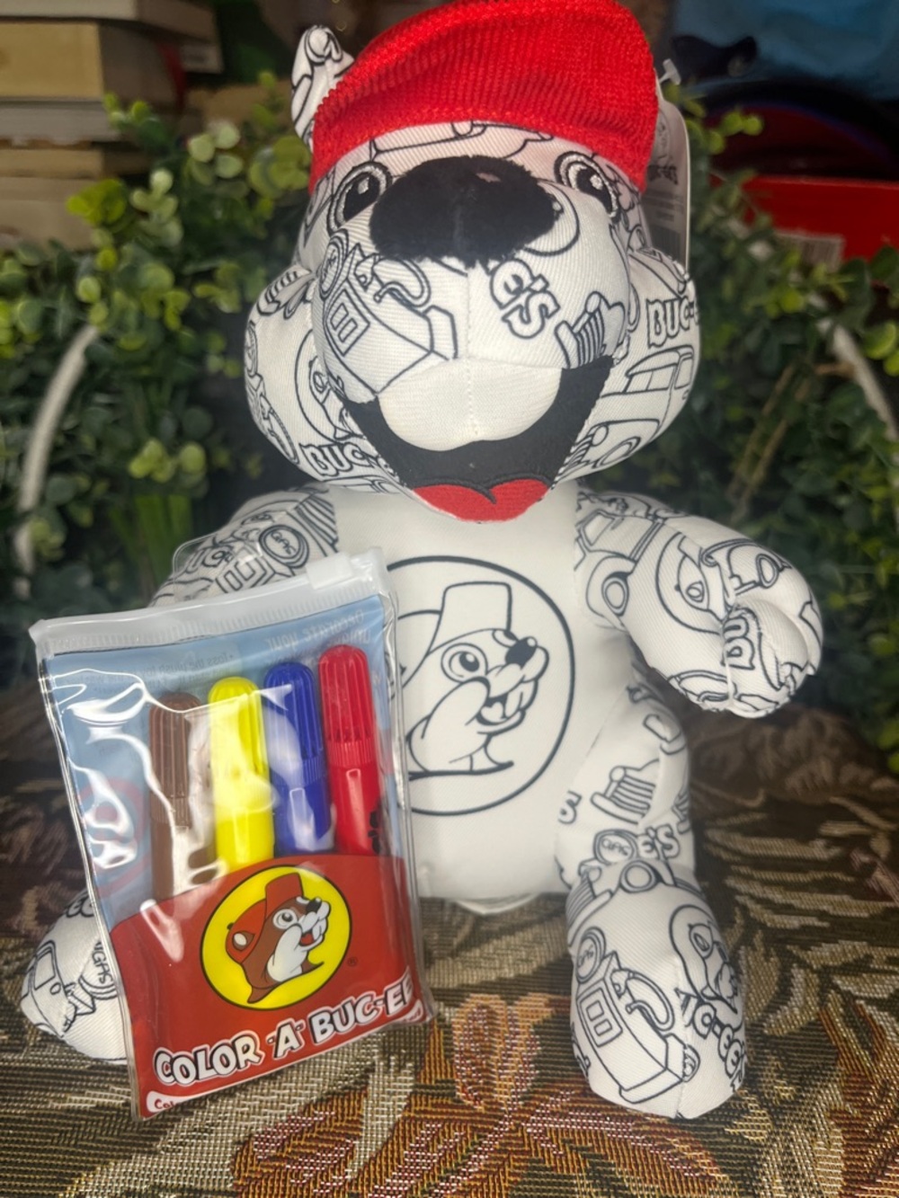 Buccees bear Plush Toy - White with Red Hat